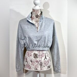 REFUGE ATHLETICS Gray 1/2 zip pullover long sleeve crop top size XS